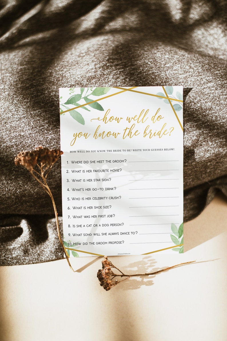 Do You Know the Bride Bridal Shower Game Bridal Shower Games Etsy UK