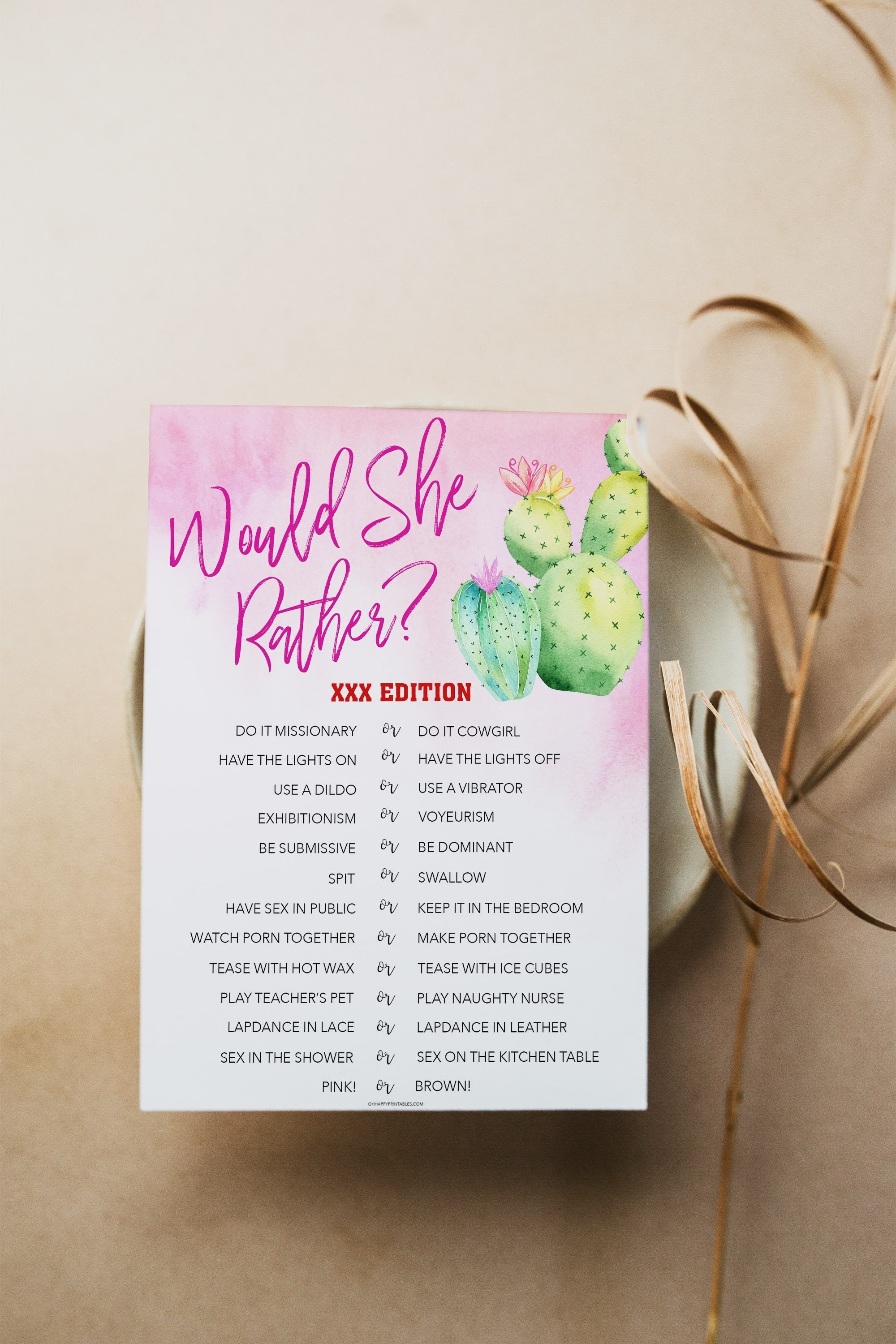DIRTY Bachelorette Games Printable Would She Rather Final