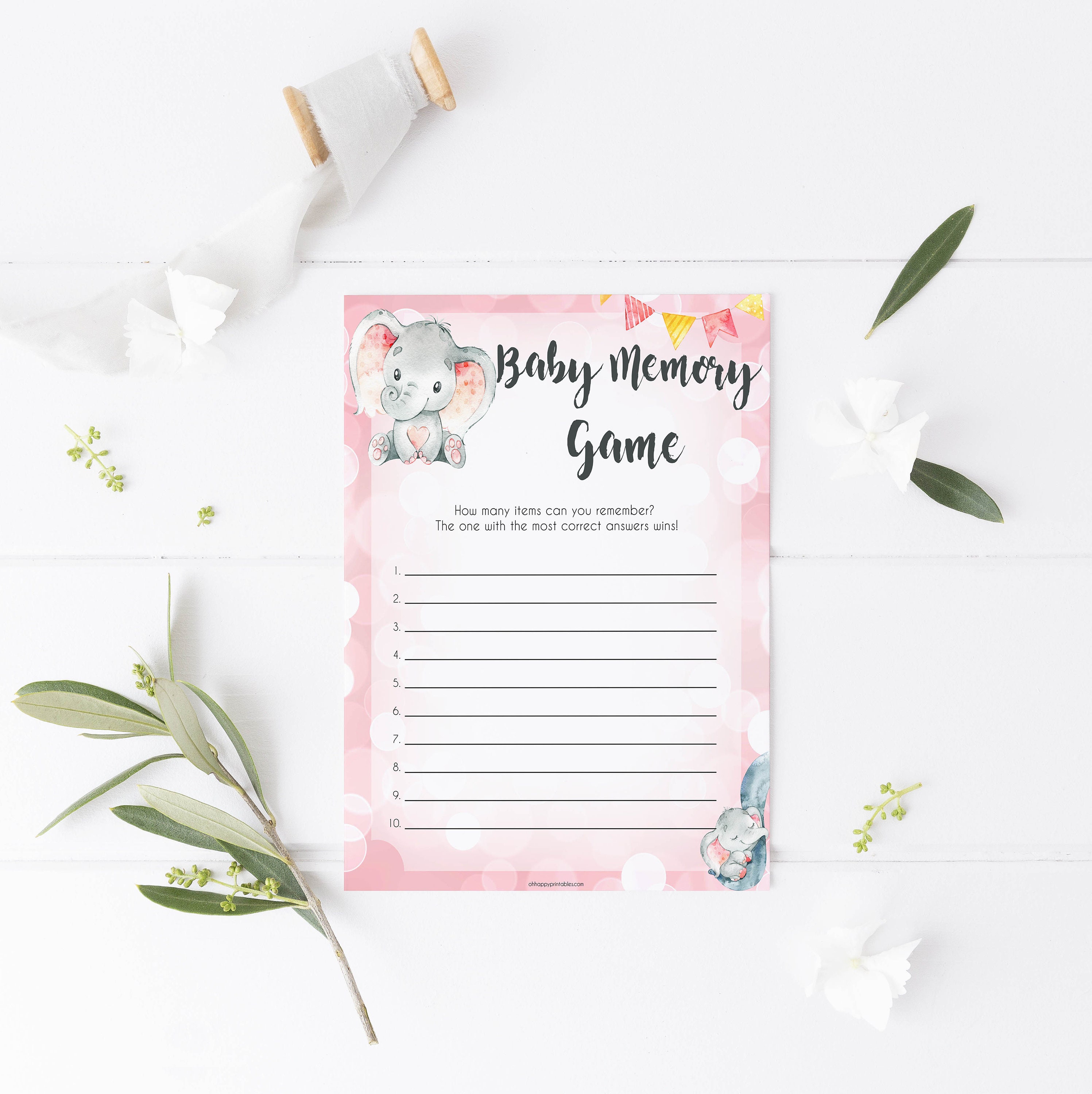 Baby Shower Memory Game Printable Baby Shower Games Pink Etsy