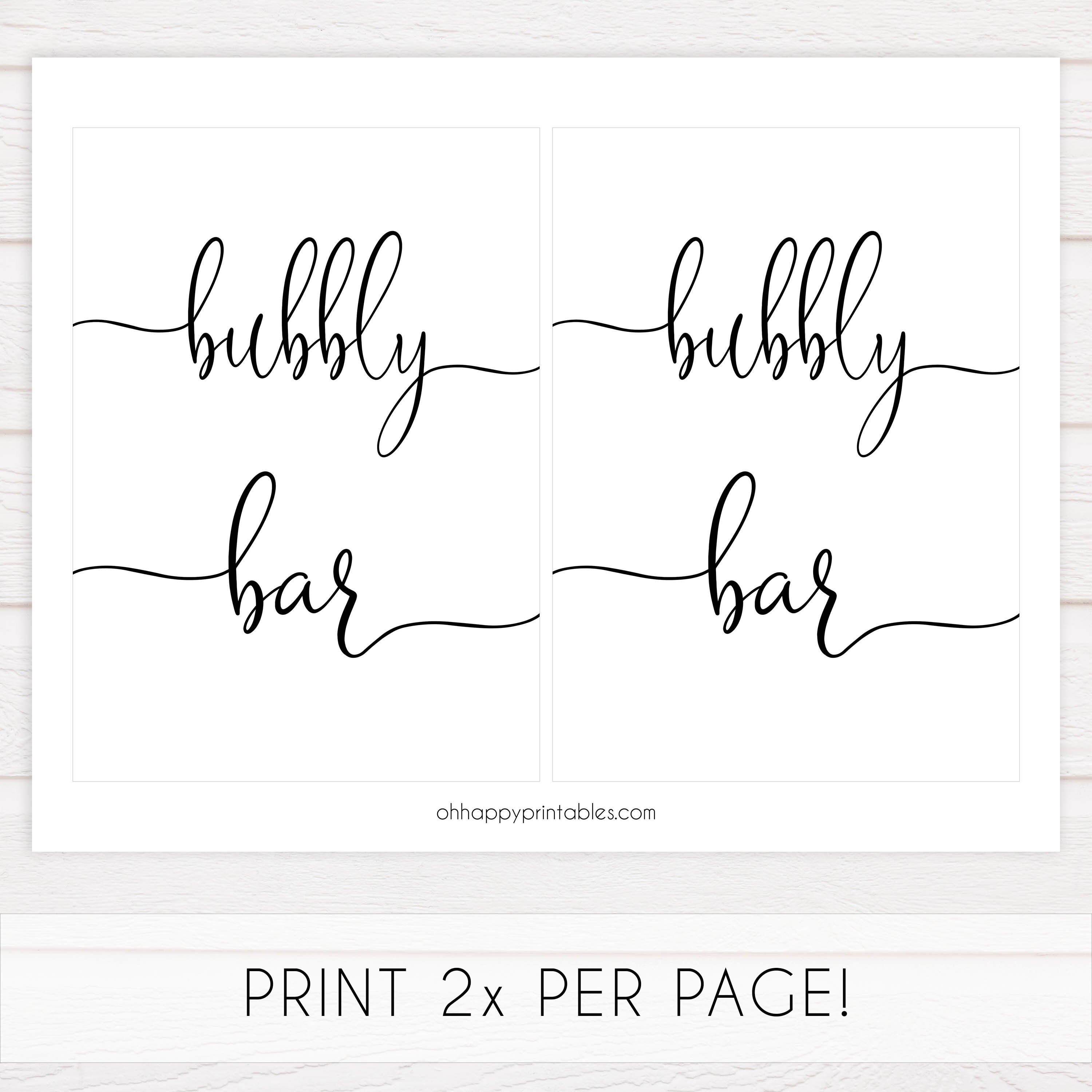 Minimalist Bubbly Bar Sign Bubbly Bar Sign Printable Bridal | Etsy