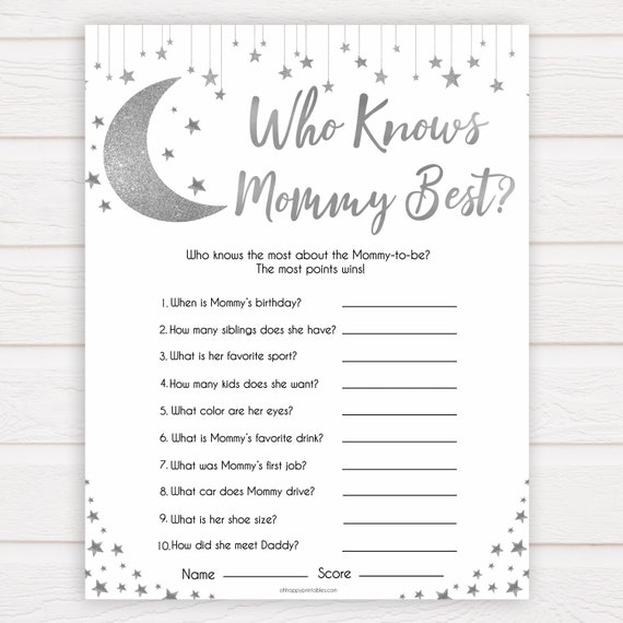 Wonderlijk Silver Little Star Who Knows Mommy Best Quiz Baby Shower | Etsy SU-77