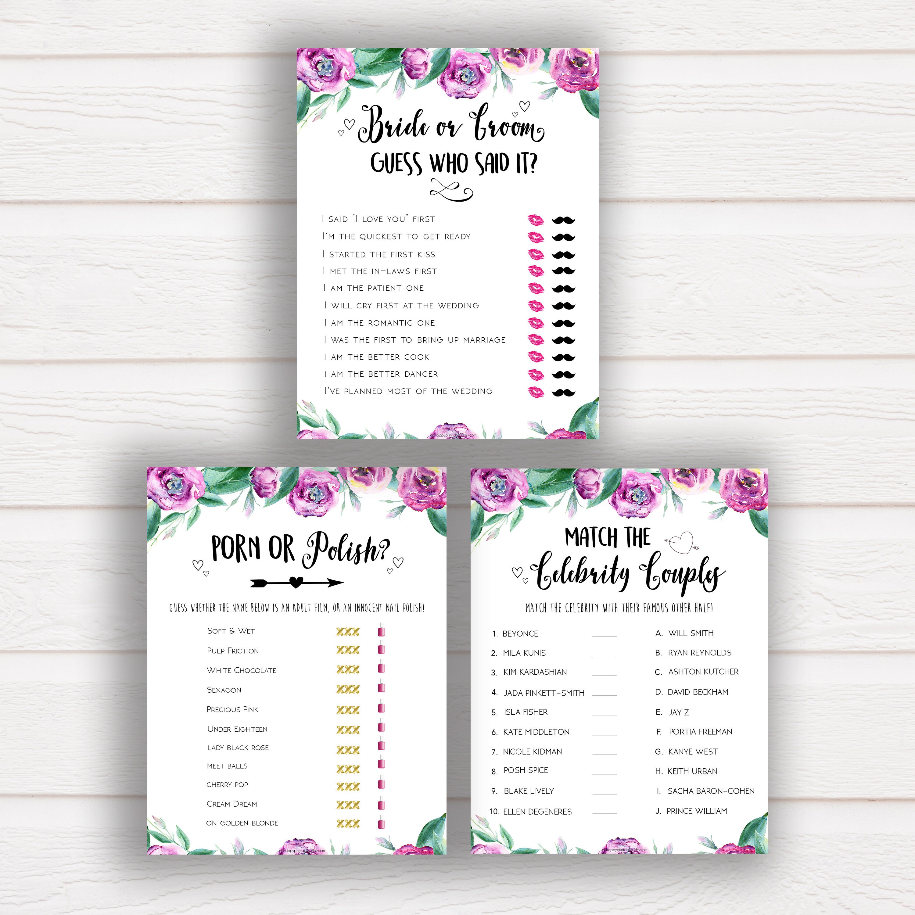 Floral Bridal Shower Games Printable Bridal Games Pack Etsy
