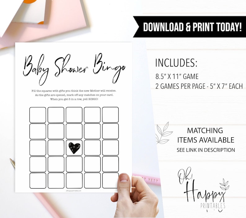 Baby Shower Bingo Game Printable Baby Shower Games Baby - Etsy