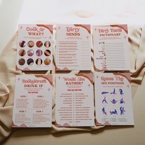 RETRO 70s 6 IN 1 | Dirty Bachelorette Party Games Bundle, Bachelorette Games Bundle, Hen Party Games Pack, Fun Bachelorette Games, Rude RS2