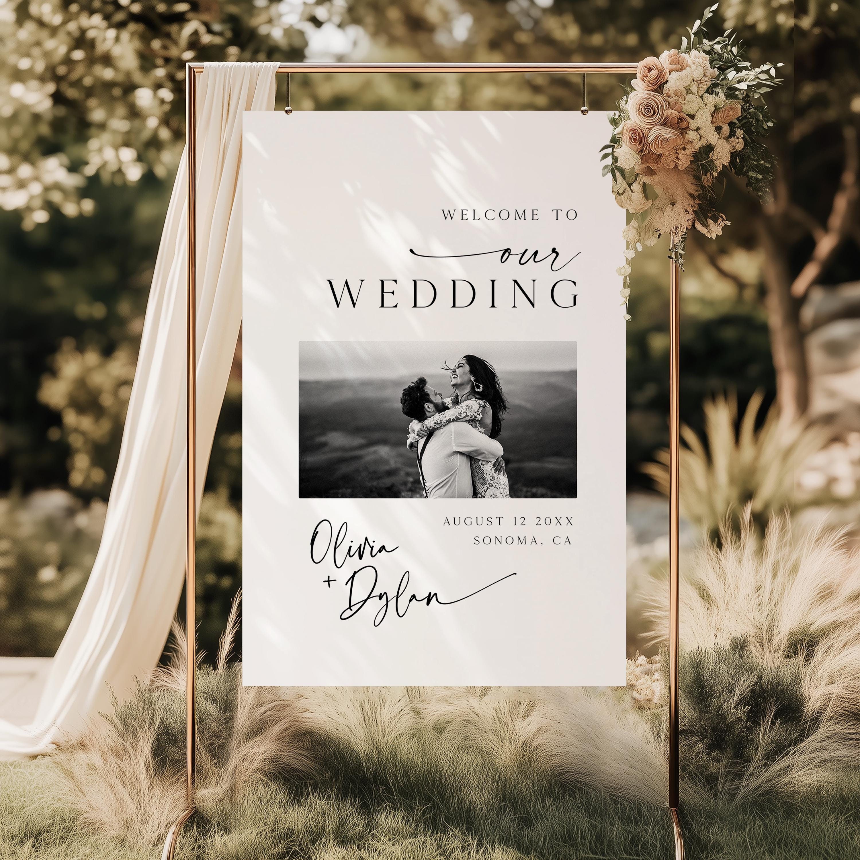 PRINTED + SHIPPED Large Wedding Welcome Sign, Photo Welcome to Our