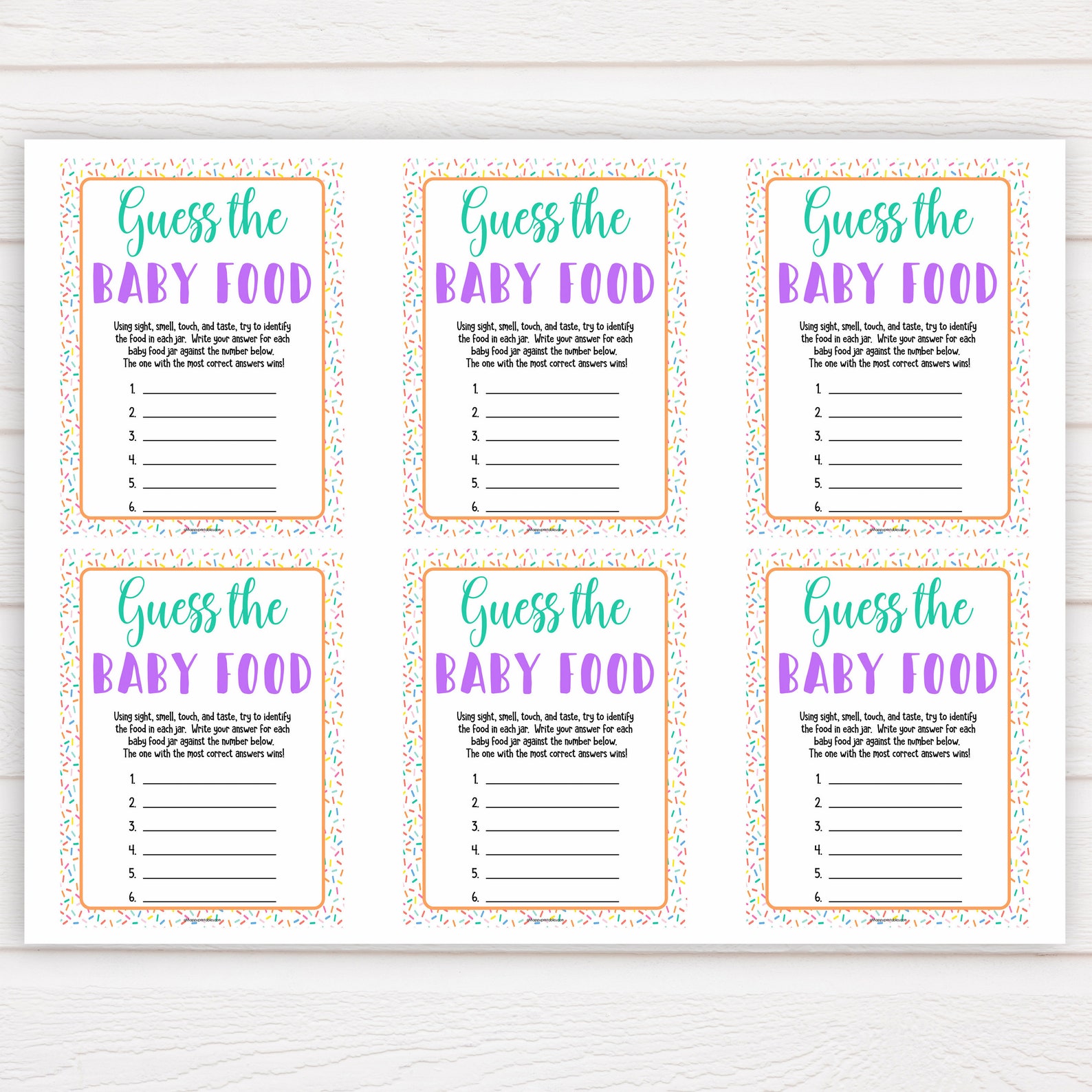 Guess The Baby Food Game Printable Baby Shower Games Baby | Etsy