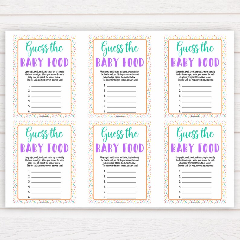 Guess the Baby Food Game Printable Baby Shower Games Baby | Etsy