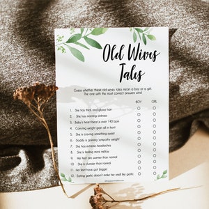 Old Wives Tales Printable Baby Shower Games Baby Old Wives | Etsy