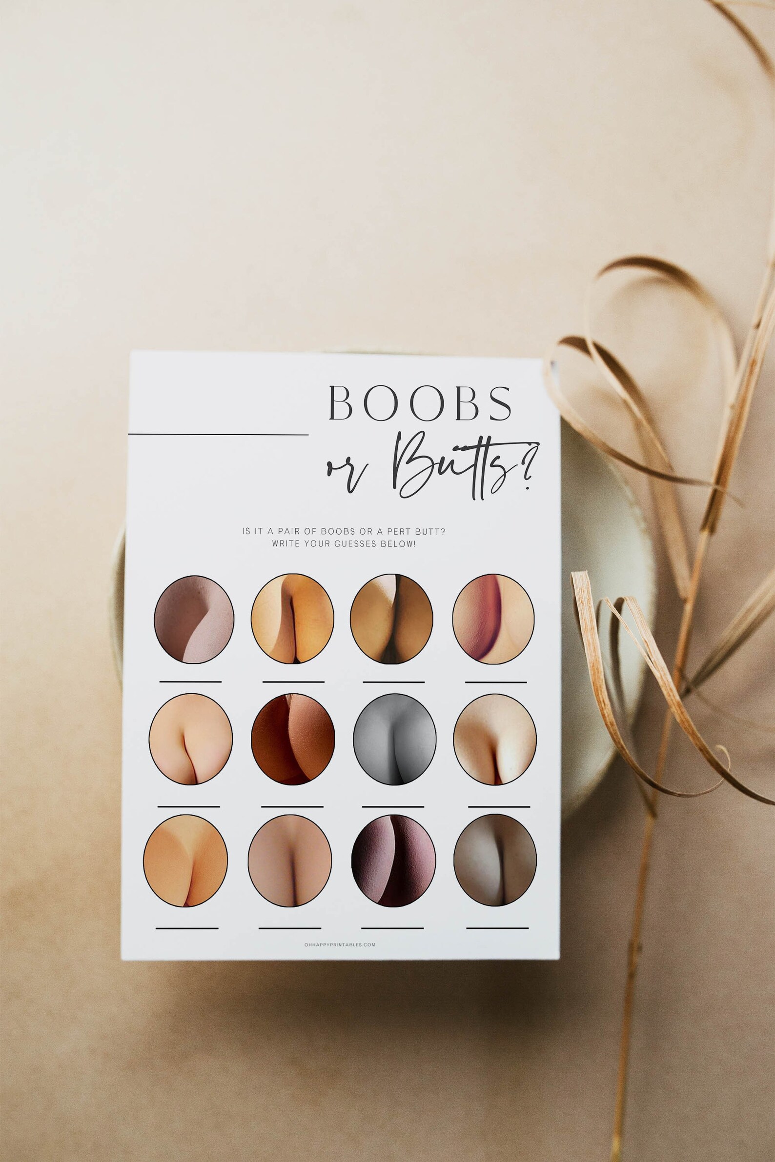 Boobs or Butts Baby Shower Game Printable Baby Shower Games - Etsy