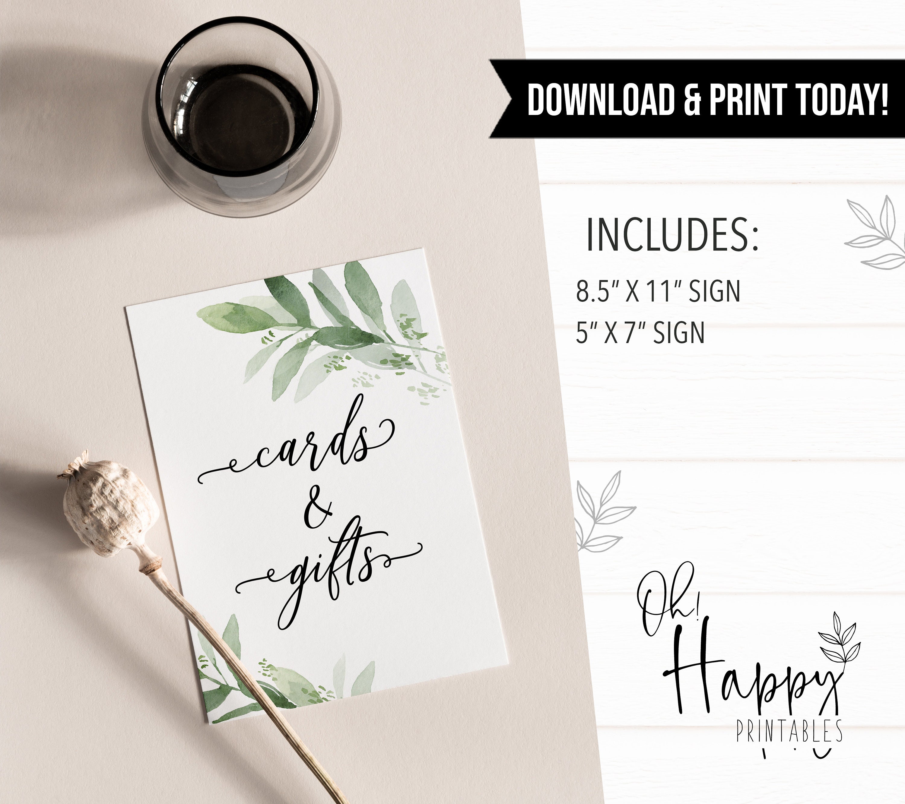 Greenery Cards &amp; Gifts Sign Cards and Gifts Greenery Bridal - Etsy