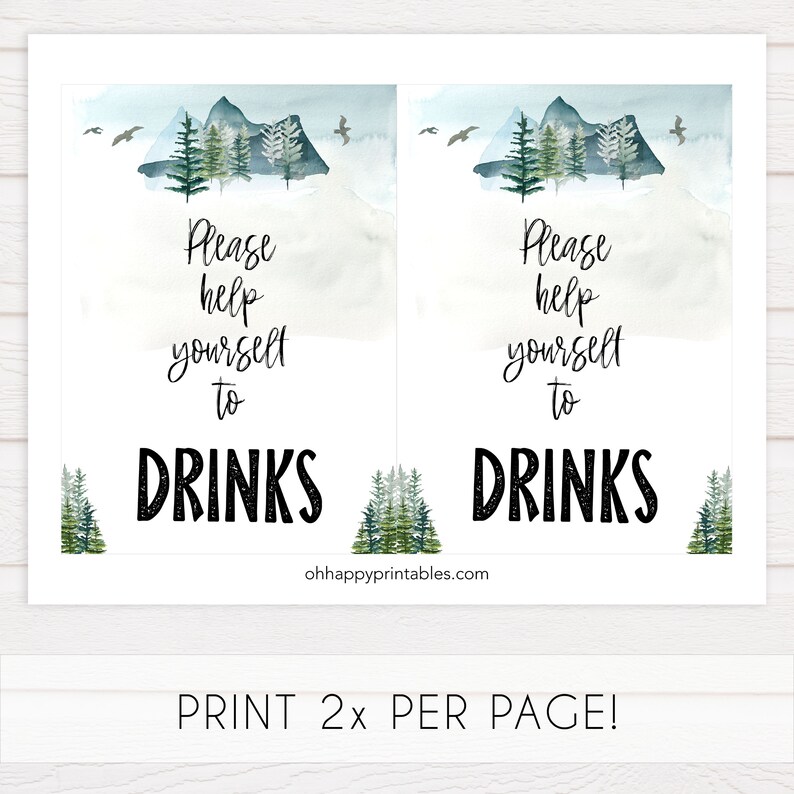 Drinks Baby Shower Signs Printable Baby Signs Adventure Etsy