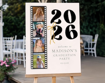 Graduation Welcome Sign Template Film Strip, Class of 2026 Freshly Graduated Photo Welcome Sign Template Graduation Party Sign