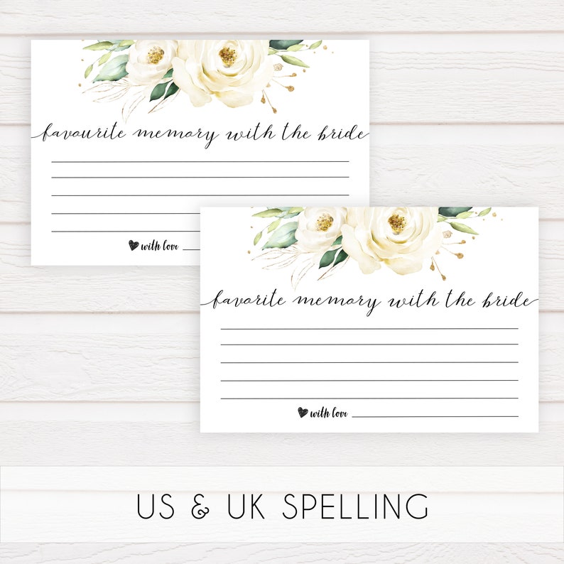 Favorite Memory With The Bride Printable