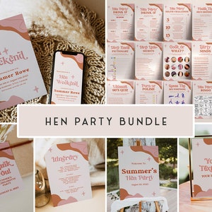 RETRO 70s | Hen Party Games Bundle, Printable Hen Party Games, 70s Retro Hen Party, Hen Weekend, Hen Do, Digital Invite, Printable Games RS2