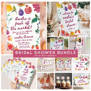 Fresh Off The Market Bridal Invite Bundle, Farmer&#39;s Market Bridal Shower, She&#39;s Off The Market Bridal Shower Bundle Templates SOTM