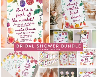 Fresh Off The Market Bridal Invite Bundle, Farmer's Market Bridal Shower, She's Off The Market Bridal Shower Bundle Templates SOTM