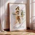 Watercolor Couple Portrait from Photo, Personalised Gift For Her, Wedding, Personalized Paper Anniversary Gift, Personalised Gift For Her