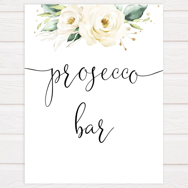 Prosecco Bar Sign Prosecco Bar Printable Floral Printable Etsy