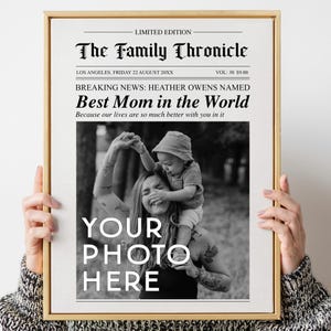 STAMPATO + SPEDITO Stampa di giornale personalizzata Best Mom, stampa di appartamento personalizzata, regalo personalizzato per la festa della mamma, stampa di giornale per la mamma