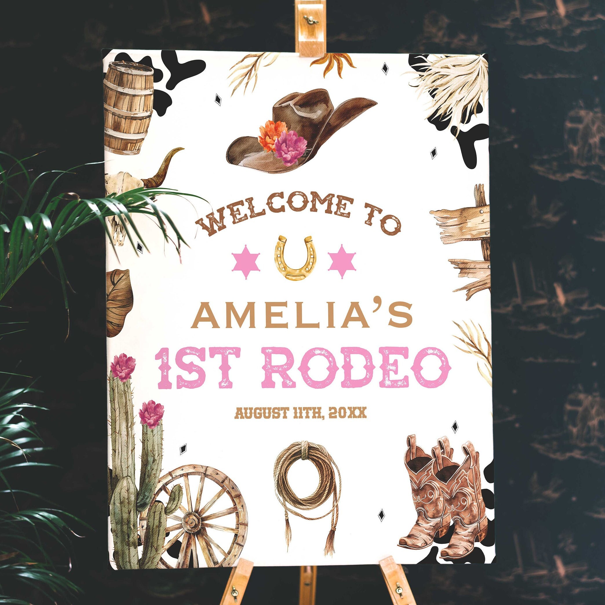 First Rodeo Birthday Party Welcome Sign, Cowgirl Welcome Sign, Pink ...