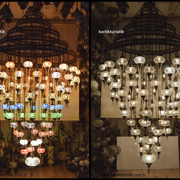 Hotel Lobby Chandeliers, large chandelier for restaurants,Mosaic Glass Chandeliers BİG SİZE,Home Entry Chandeliers,Best restaurant lighting