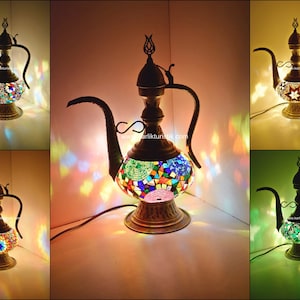Mosaic Table Lamp Mosaic Ewer Lamp Turkish Handmade Gift Lamp , Aladdin Lamp,Pitcher Lamp,Tiffany Lamp,Moraccon lamp,Night Lamp