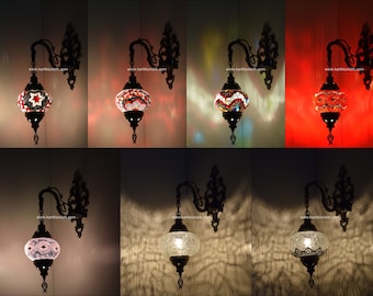 Applique murale simple, face vers le bas, appliques murales, lampe de nuit murale ottomane en mosaïque de verre, lampe turque en mosaïque, applique murale turque, expédition rapide