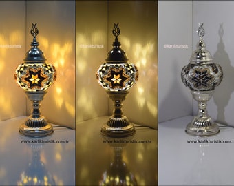 Mosaik Tischlampe Silber Farbe Material, Türkische Handgemachte Lampe,Mosaik Lampe,Mosaik Lampenschirm,Geschenk,Geschenk,Besondere,Einzigartig,Gold Mosaik Lampe