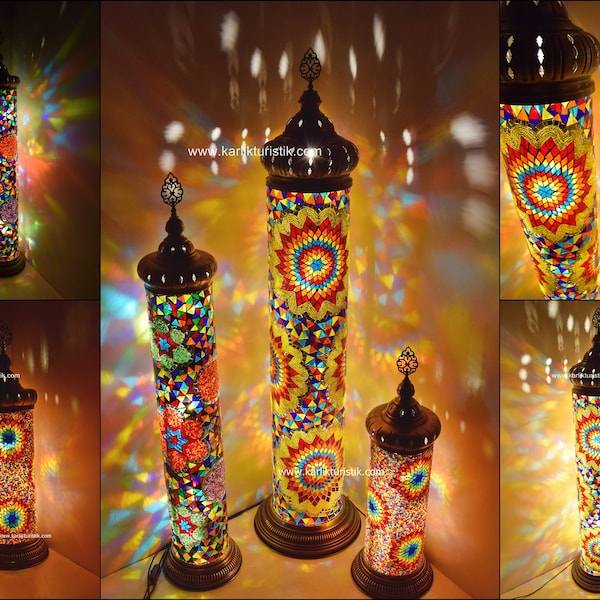 Mosaic cylinder lamp ,mosaic floor lamp,mosaic standing lamp,mosaic table lamp,mosaic lamp shade ,Turkish lamp tall pipe shape SMAL,M,LARGE
