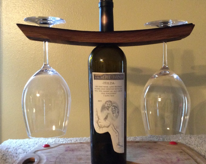 Wine Bottle and Glasses Holder Etsy
