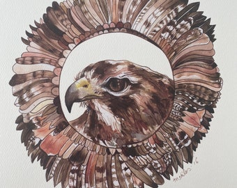 New Zealand Falcon Art Print | Native Bird Mandala, Aotearoa Wildlife Wall Art