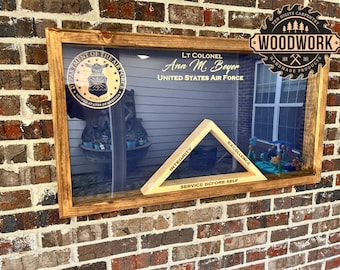 Large Glass Encased Military Shadow Box (does not include the flag)
