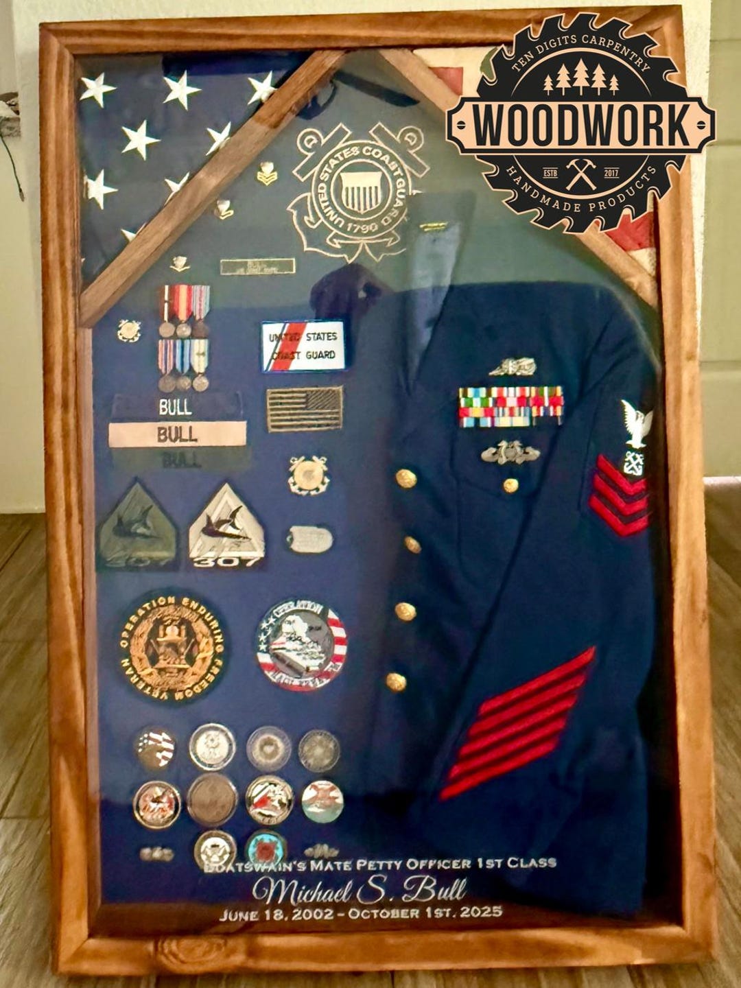 dress blues display case Uniform-xl Glass Encased Military Shadow Box W/ Splines to Secure Joints (does Not Include the Flag) army uniform display case