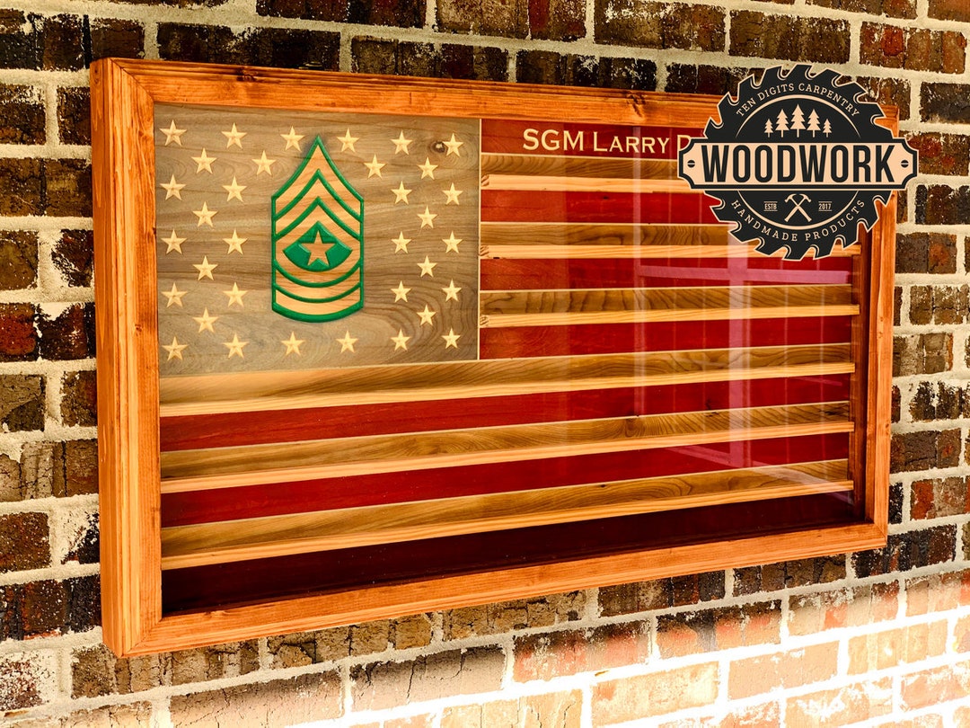 XL US Flag Challenge Coin Display Case w/ Custom Colored Emblem Etsy