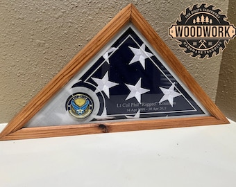 Pine Flag Shadow Box (for Ceremonial Flag) with free personalization (flag NOT included)