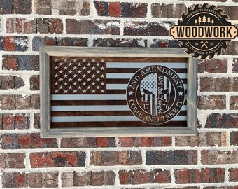 Small #114 CNC Artwork.  The Punisher's Come & Take It (design #2 Laser Ccut)