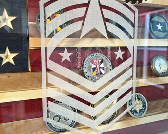 Plexiglás grabado (mejora la bandera/estuche que compras)