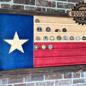 XL Texas Flag Challenge Coin Display Case W/ Hinged Door (free ...