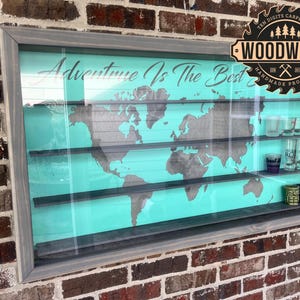 XL Glass Encased Custom Shadow Box or Shot Glass Display Case w/ Sliding Door & 3" Deep Shelves