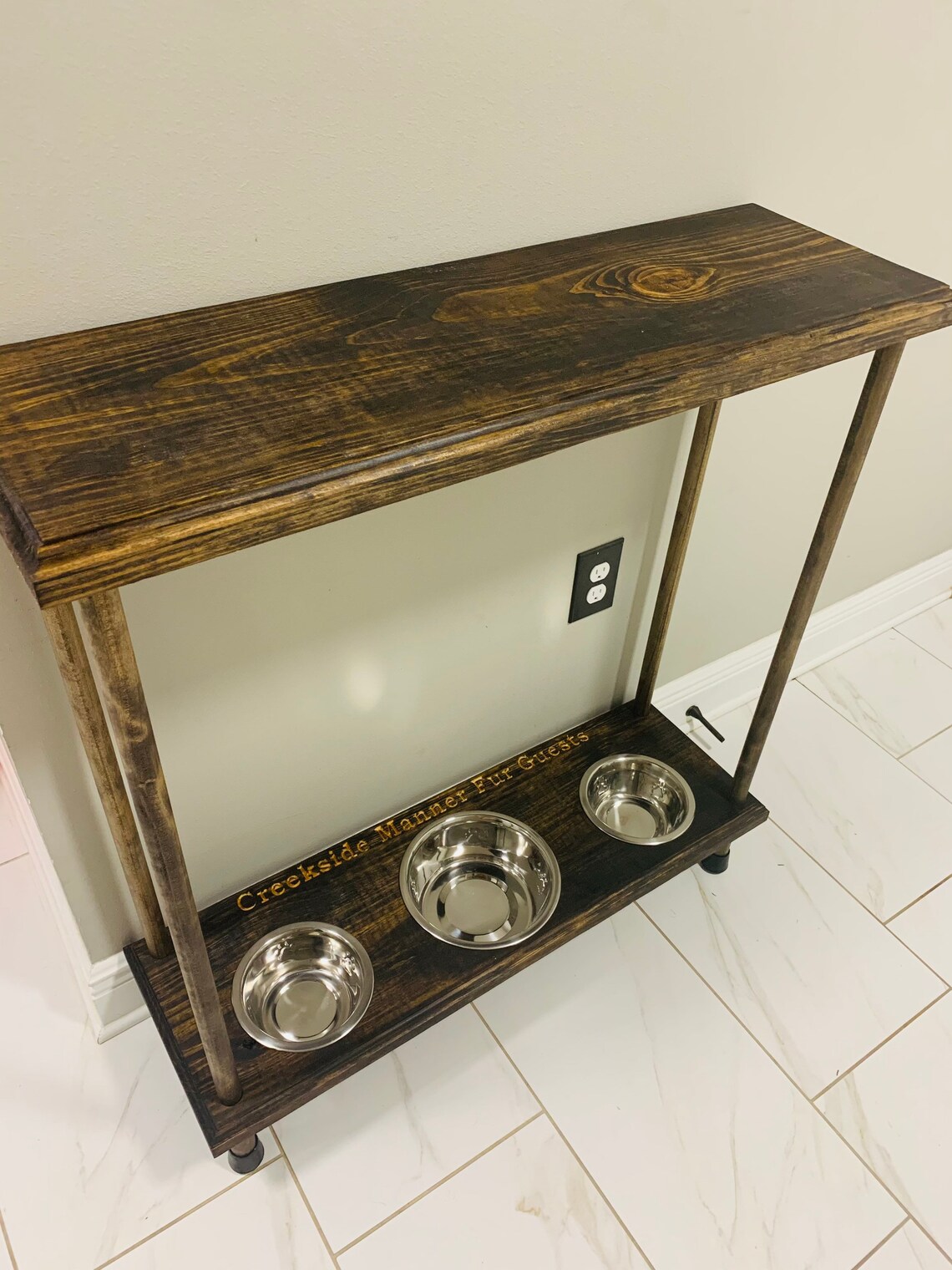 Elevated Dog Bowls With Shelf and Personalized Pets' Etsy