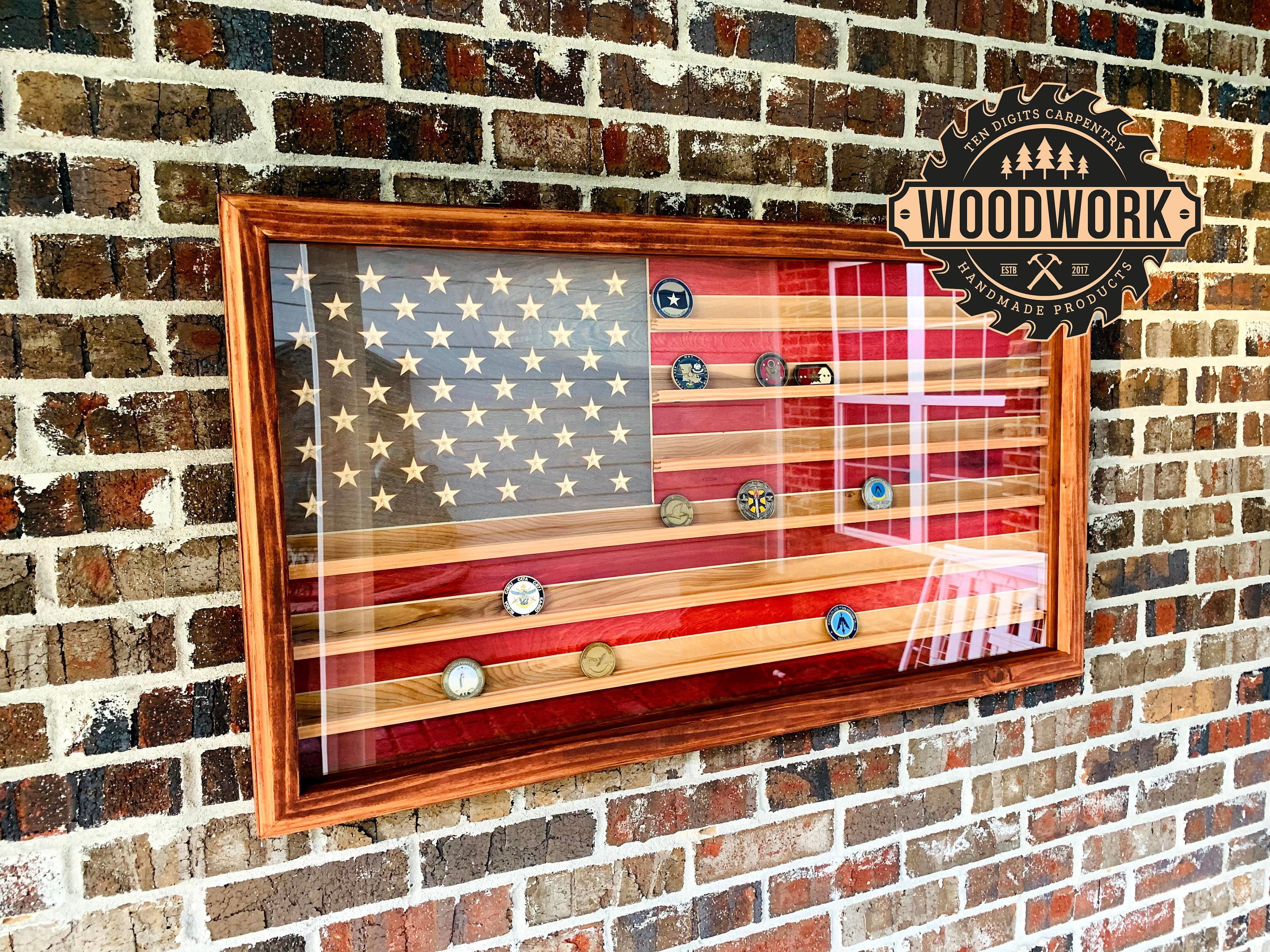 XL US Flag Military Challenge Coin Glass Display Case w/ Free Etsy