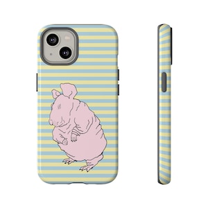 Funda para teléfono con diseño de cerdito soñoliento en tonos pastel, con un adorable y divertido diseño de animales.