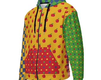 Primary color apples unisex zip hoodie