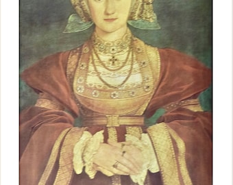 VTG Art Print, Hans Holbein, the Younger, Anne of Cleaves, 1539,  Color Plate, German Art, Vintage Lithograph, Unframed Art  Print