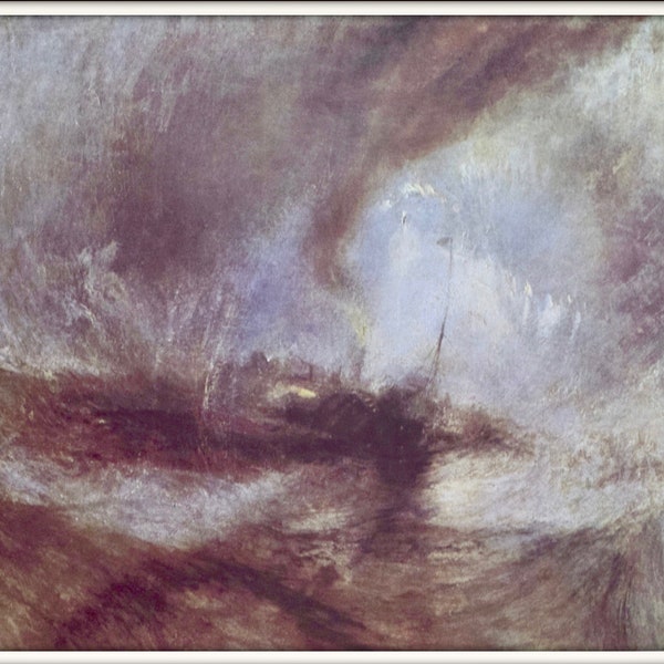 VTG Art Print, Joseph M.W. Turner, Tempête de neige, 1842, British Art, Lithographie vintage, Impression d’art fine encadrée