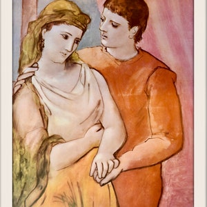 VTG Kunstdruck, Pablo Picasso Die Liebenden, 1905, Spanisches Porträt, Farbe, Lithographie, Ungerahmter Kunstdruck