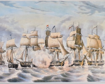 Perry's Victory on Lake Erie, Currier and Ives, vintage print, Americana, unframed print, wall decor, lithograph