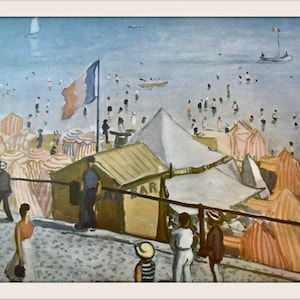 1966 Lithograph Albert Marquet French Beach Print Vintage Art Eté La Plage Des Sables Dolonne Unframed Coastal Wall Decor