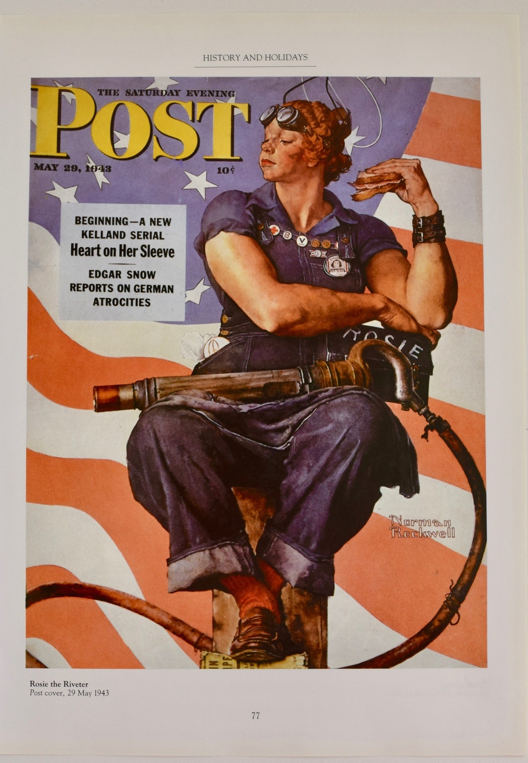 Rosie the Riveter Famous 1943 Norman Rockwell Art Print Etsy
