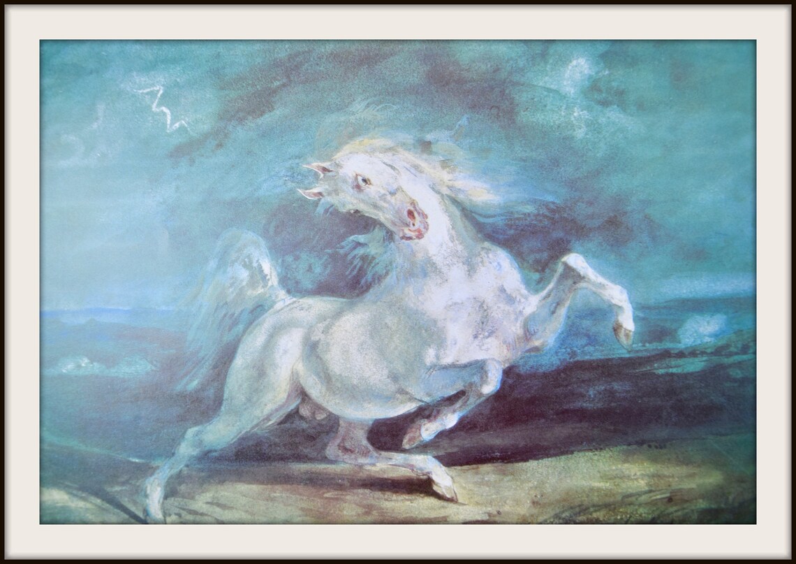 12x14 Eugene Delacroix Horse Frightened by Storm 1824 Etsy